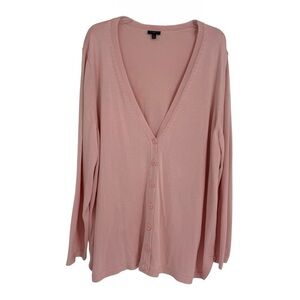 Talbots Cardigan Sweater Womens Size 3X Pink Cotton Button Front Long Sleeves